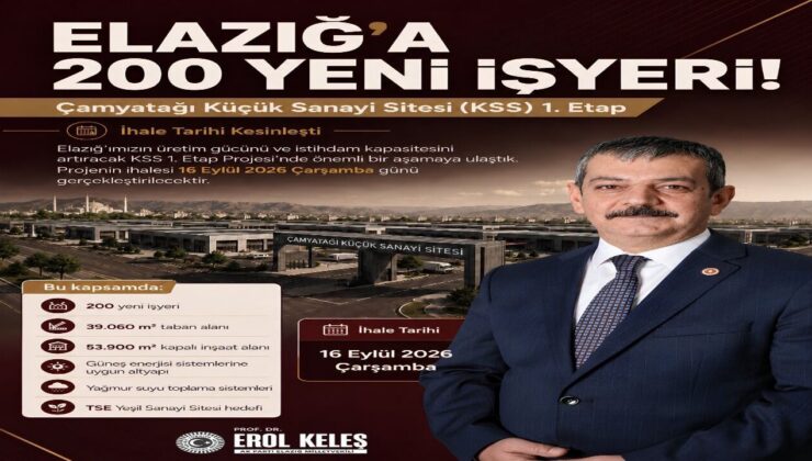 Elazığ Çamyatağı Küçük Sanayi Sitesi İçin İhale Tarihi Netleşti