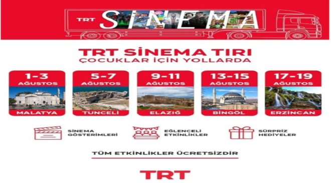 TRT Sinema Tırı Elazığlı Çocuklara Açık Hava Sineması Keyfi Sunuyor